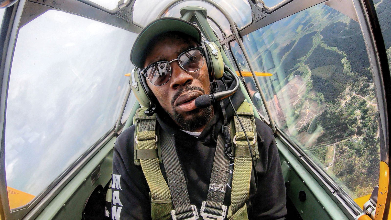 Melvin Williams flying a North American T-6 Texan