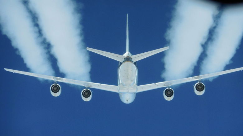 Contrails produced by aircraft.