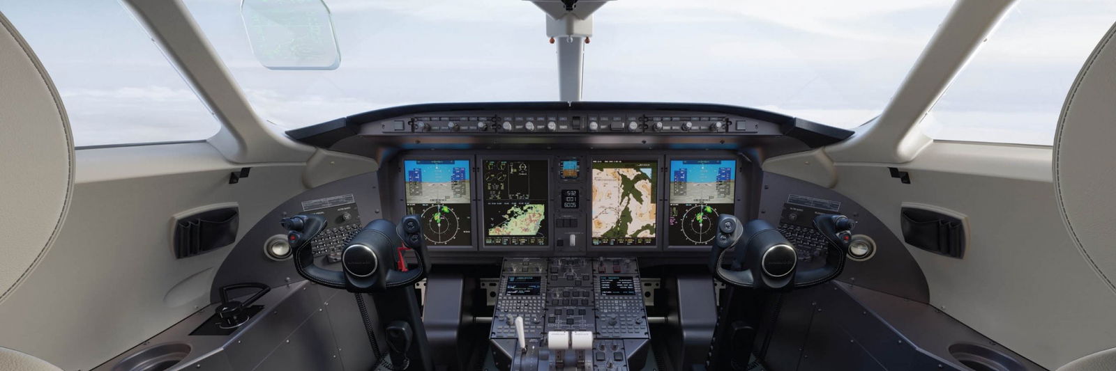 A peek at the cockpit of the Challenger 3500.