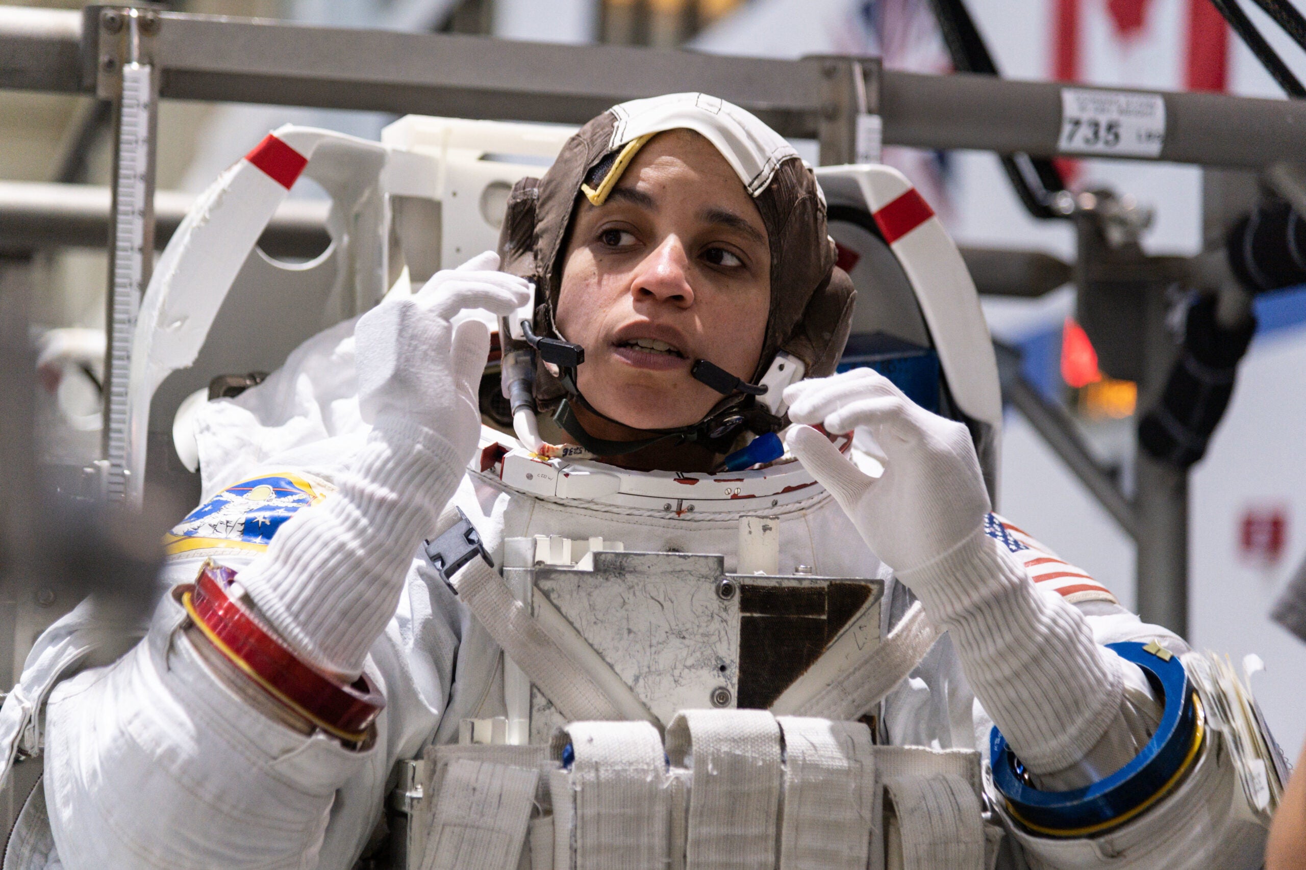 NASA astronaut Jessica Watkins in a spacesuit