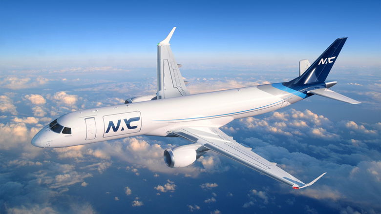 Artist Rendition of Embraer E190F with NAC Livery