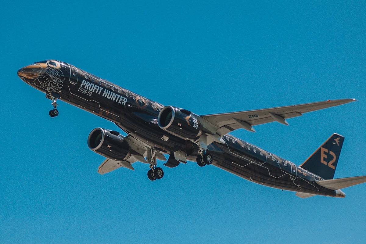 Embraer E195-E2 airliner in flight
