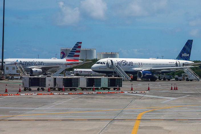An aircraft on a tarmac in the U.S. Virgin Islands
