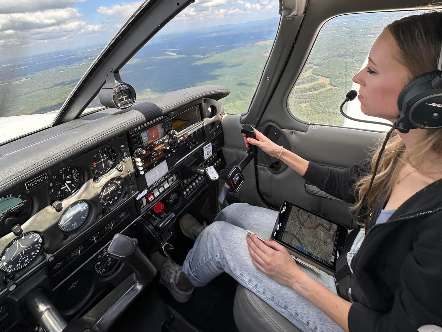 Carly Chamerlik in the cockpit