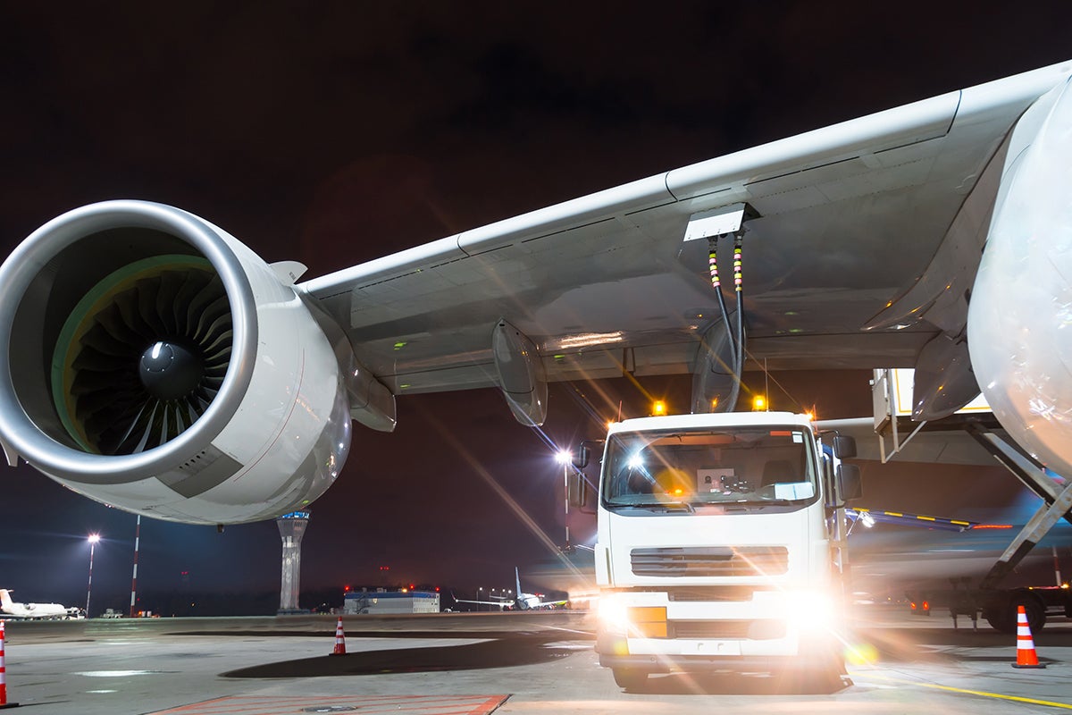 Airliner being refueled