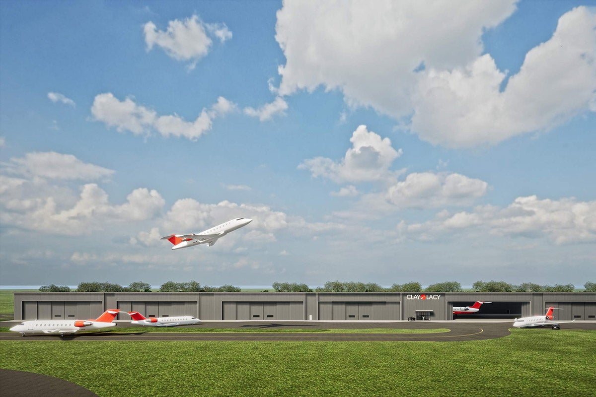 A rendering of the future Clay Lacy Aviation fixed base operator