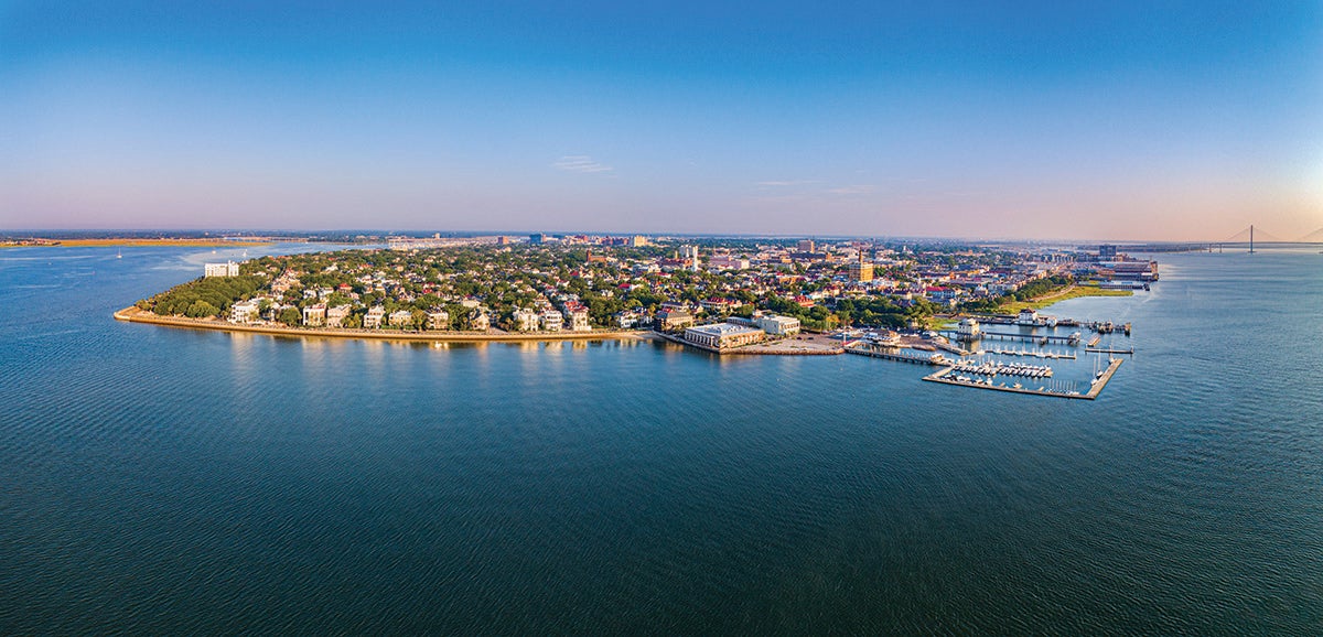 An aerial view of Charleston, South Carolina