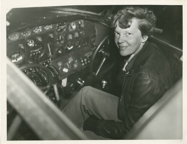 Amelia Earhart in cockpit