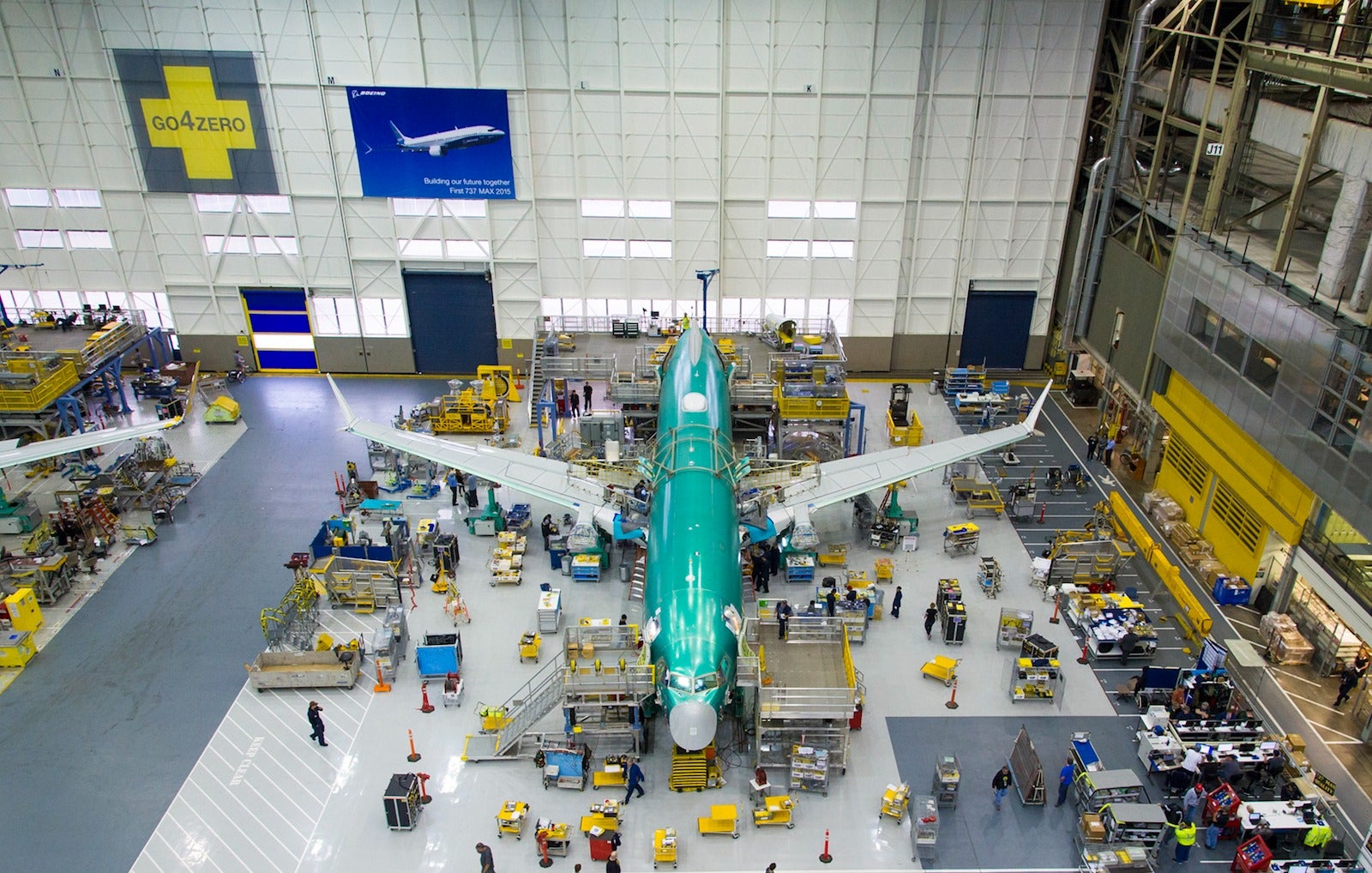 The Boeing 737 MAX assembly line.