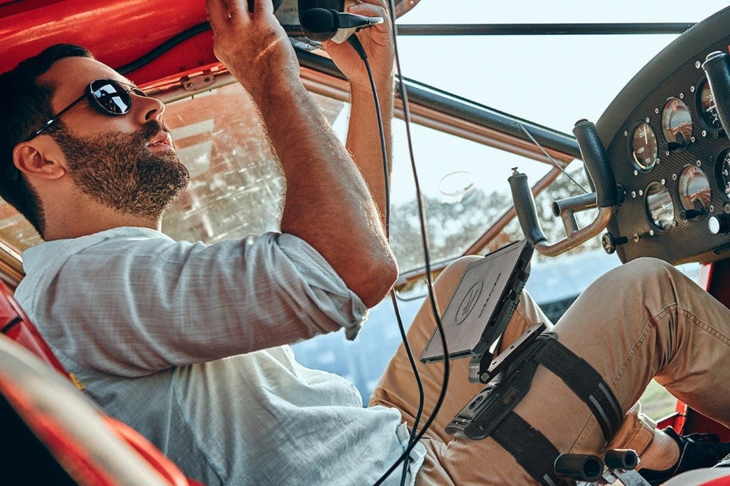 Pilot working in cockpit