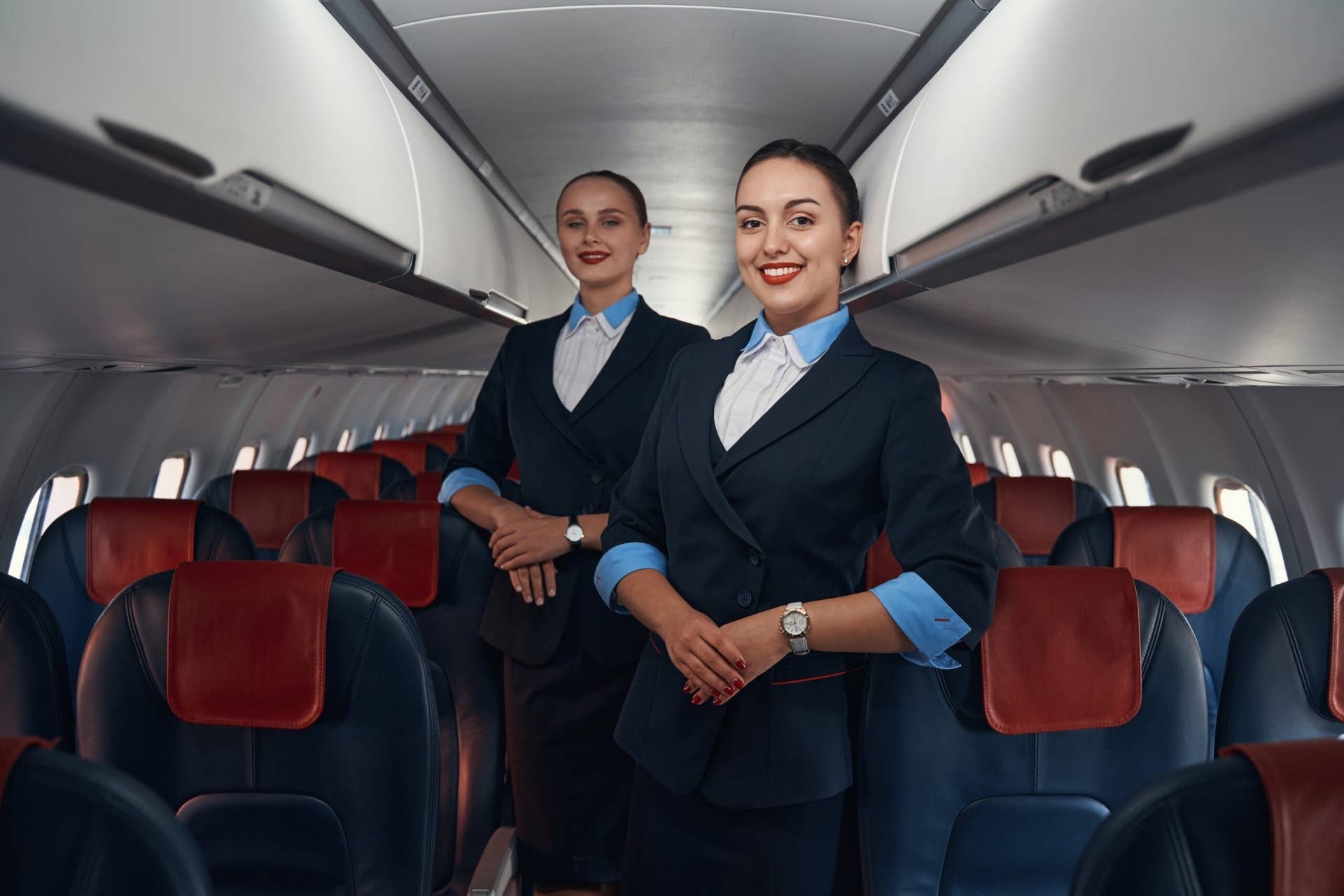 Two flight attendants in an airline.