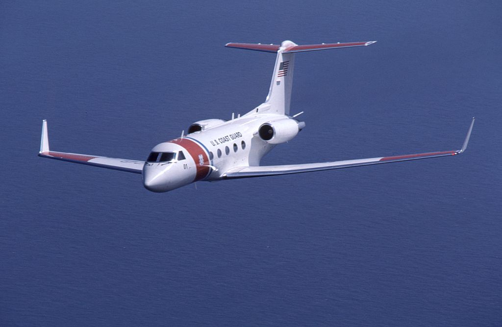 A Coast Guard VC-37A en route over Cape Hatteras, North Carolina.