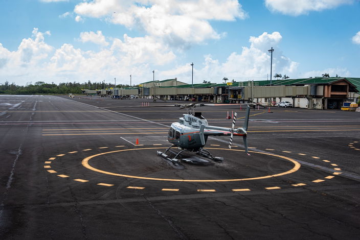 A helicopter at Hilo airport