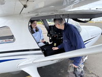 Flight instructor and student