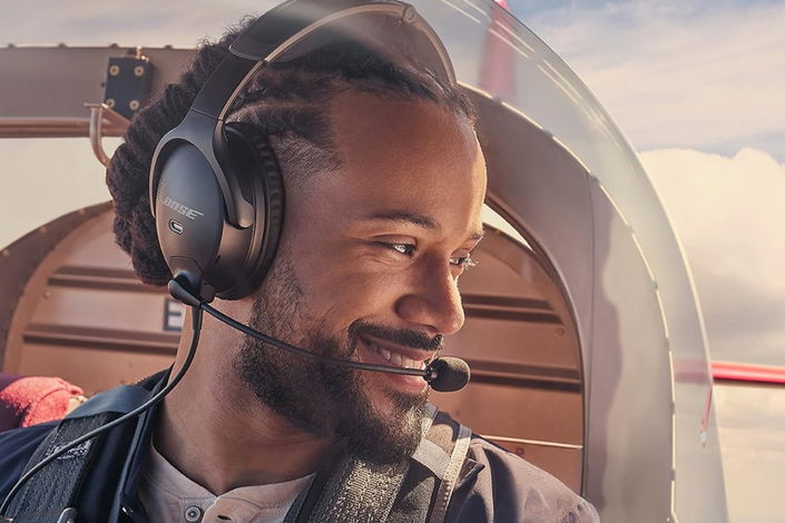 Pilot wearing Bose headset